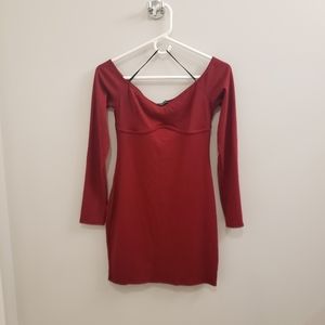 red off shoulder mini dress
